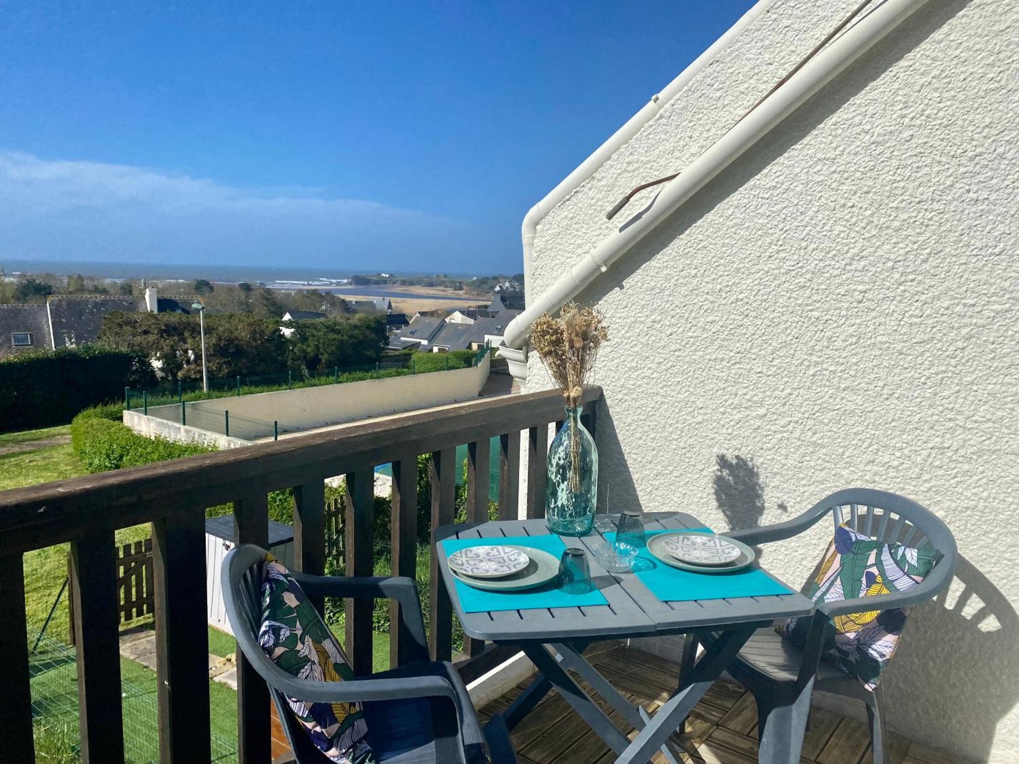 Studio Blue Horizon Vue Mer Guidel-Plage Exterior foto