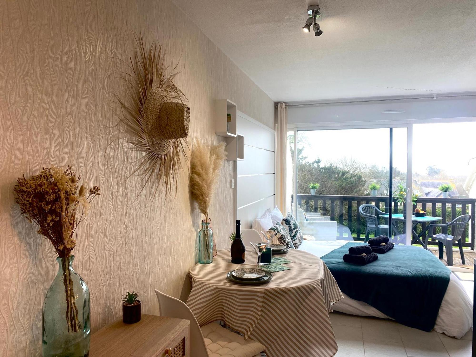 Studio Blue Horizon Vue Mer Guidel-Plage Exterior foto